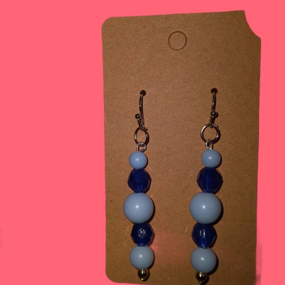 Hand crafted New pale blue crystal drop earrings